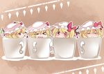  &gt;_&lt; :3 :d blonde_hair blush chibi clone closed_eyes cup flandre_scarlet four_of_a_kind_(touhou) hammer_(sunset_beach) hat in_container in_cup looking_at_viewer md5_mismatch mug multiple_girls multiple_persona open_mouth parody red_eyes short_hair side_ponytail sideways_glance smile touhou wagamama_fairy_mirumo_de_pon! wings xd 