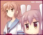  bad_id bad_pixiv_id bunny_headphones dual_persona headphones kita_high_school_uniform nagato_yuki satoshi_(artist) school_uniform serafuku short_hair suzumiya_haruhi-chan_no_yuuutsu suzumiya_haruhi_no_yuuutsu 