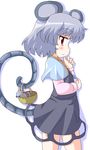  animal_ears basket geetsu grey_hair mouse mouse_ears mouse_tail nazrin red_eyes short_hair solo tail touhou 