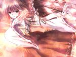  brown_hair detached_sleeves gohei hakurei_reimu non_(nobu) ofuda oonusa red_eyes ribbon solo touhou 