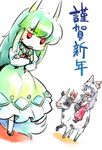  2girls chibi cow ex-keine fujiwara_no_mokou kamishirasawa_keine multiple_girls touhou translation_request upg 