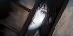  black_hair constricted_pupils dutch_angle face frown hirokiku horror_(theme) original pale_skin peeking solo staring 