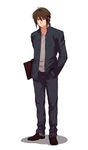  axis_powers_hetalia bag bookbag brown_eyes brown_hair bruise gakuran hand_in_pocket hong_kong_(hetalia) injury ishizaki_miwako loafers male_focus school_uniform shoes solo 