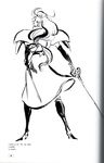  absurdres armor artbook charlotte_christine_de_colde greyscale highres mera_jin monochrome official_art pauldrons rapier samurai_spirits scan sketch solo sword weapon 