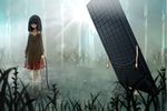  bad_id bad_pixiv_id barefoot cable forest keyboard_(computer) nature original rarako see-through swamp water what 