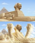  :o \o/ arms_up cloud day desert egypt egyptian hotaryuso nemes no_humans original outstretched_arms pyramid sky sphinx tears what yaruo 