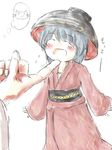  bad_id bad_pixiv_id blue_hair blush bowl chin_tickle closed_eyes happy hat japanese_clothes kimono looking_up minigirl mojikakiya obi open_mouth out_of_frame pov pov_hands rice_bowl sash simple_background sketch sleeves_past_wrists smile solo_focus stroking sukuna_shinmyoumaru thought_bubble touhou white_background 