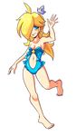  1girl blonde_hair blue_eyes breasts crown female hair_over_one_eye mario_(series) navel nintendo rosalina_(mario) rosetta_(mario) solo super_mario_bros. super_mario_galaxy swimsuit transparent_background voodoodollmaster 