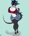  angrypotato96 anthro big_breasts breasts clothed clothing curvaceous dragon female hair horn huge_breasts solo standing torn_clothing wide_hips 