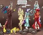  anthro anthrofied blue_eyes bra breasts chain cleavage clothed clothing collar cutie_mark dakuroihoshi discord_(mlp) draconequus dress engagement_ring equine fangs female fluttershy_(mlp) friendship_is_magic gag glowing gold group hair handcuffs levitation lying magic male mammal multi-colored_hair my_little_pony navel necktie nude on_side orange_hair pegasus pillow pink_hair princess_celestia_(mlp) purple_eyes purple_hair rarity_(mlp) red_eyes ring shackles short_hair skirt sparkles spitfire_(mlp) suit tongue tongue_out two_tone_hair underwear wings wonderbolts_(mlp) 