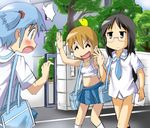  aioi_yuuko bottomless minakami_mai naganohara_mio nichijou panties school_uniform skirt surprised t2 topless underwear 