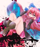 boots bow cape fujimori_tonkatsu hair_bow hand_on_own_face hand_to_head hidden_mouth highres panties pantyshot red_eyes red_hair sekibanki solo touhou underwear white_panties 