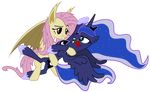  absurd_res alpha_channel bat_pony blue_fur blue_hair crown duo equine fangs female feral flutterbat_(mlp) fluttershy_(mlp) friendship_is_magic fur hair hi_res horn long_hair looking_at_viewer magister39 mammal my_little_pony pink_hair plain_background princess_luna_(mlp) red_eyes royalty smile smirk teal_eyes transparent_background winged_unicorn wings yellow_fur 