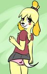  blush butt canine dog female isabelle_(animal_crossing) mammal nintendo panties skirt underwear unknown video_games 