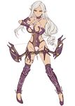 1girl arrow breasts concept_art elf female hetero kuu-ito laini_qweet large_breasts legs lilith-soft long_hair looking_at_viewer official_art pointy_ears serious simple_background solo taimanin_asagi taimanin_asagi_battle_arena white_background white_hair 
