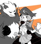  bracelet cape gen_6_pokemon hat highres jewelry kill_la_kill leaf mankanshoku_mako navel pangoro pokemon pokemon_(creature) takatsuki_nato 