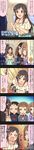  4koma ayase_honoka black_hair brown_eyes brown_hair character_name cinderella_girls_gekijou colorized comic hair_ornament highres idolmaster idolmaster_cinderella_girls kitami_yuzu kudou_shinobu long_hair long_image momoi_azuki multiple_girls official_art producer_(idolmaster) short_hair tall_image translated 