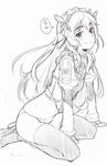  blush chaika_trabant greyscale hairband hitsugi_no_chaika ina_(gokihoihoi) kneeling long_hair looking_at_viewer md5_mismatch monochrome panties simple_background sketch smile solo thighhighs underwear white_background 