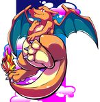  ambiguous_gender charizard claws cloud dragon fire flying inuki nintendo outside pok&#233;mon pok&eacute;mon sky smile solo video_games wings 