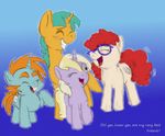  blue_body buckteeth colored cutie_mark dinky_hooves_(mlp) english_text enigmaticfrustration equine eyewear female friendship_is_magic fur glasses green_hair grin group hair happy horn horse laugh male mammal my_little_pony open_mouth orange_body orange_hair pony purple_body red_hair smile snails_(mlp) snips_(mlp) tan_body tan_fur text twist_(mlp) unicorn young 