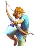  blonde_hair blue_eyes bow_(weapon) gloves ikki_(mojdyew) link long_hair male_focus ponytail solo the_legend_of_zelda the_legend_of_zelda:_breath_of_the_wild weapon 
