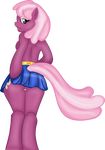  anthro back_turned bedroom_eyes cheerilee_(mlp) cheerleader cutie_mark equine female friendship_is_magic fur green_eyes hair hooves horse lifting_skirt looking_at_viewer looking_back mammal my_little_pony open_mouth pink_hair pony presenting purple_fur raised_tail rayodragon skirt skirt_lift smile solo standing 