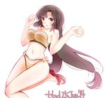  :o absurdres adapted_costume bikini black_hair breasts brown_eyes hair_ribbon highres kantai_collection large_breasts long_hair low-tied_long_hair navel open_mouth ribbon sandals shouhou_(kantai_collection) solo swimsuit tebi_(tbd11) twintails very_long_hair 