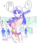  baseball_bat baseball_helmet comic gloves helmet long_hair ojou_(galko) oshiete!_galko-chan ponytail smile sportswear suzuki_ken'ya track_suit 