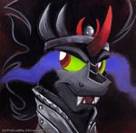  armor black_hair crown equine eye_mist facial_hair fangs friendship_is_magic glowing hair king_sombra_(mlp) magic male mammal my_little_pony portrait red_eyes solo sophiecabra tess_garman 