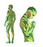  drell ericaleev fist frown green_skin hands hindpaw looking_down male mass_effect nude paws solo standing thane_krios 