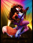  anthro bass_guitar blue_eyes breasts brown_hair canine cassie cassie_the_rock_vixen chest_tuft cleavage clothed clothing collar dress female fingers fox frisket17 fur guitar hair looking_at_viewer mammal orange_fur rock rock_music socks solo spotlight tuft 
