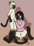  bottomless cat duo ear_piercing feline female fuzzywuff incest licking male mammal milf mother nude parent piercing pussy roger siamese simple_background sketch straight sucking sweater tongue young 