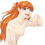  1girl blue_eyes breasts genesis long_hair looking_at_viewer neon neon_genesis_evangelion nipples nude open_mouth orange_hair sdting simple_background small_breasts solo soryu_asuka_langley tongue tongue_out white_background 