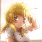  blonde_hair blush breasts hidamari_sketch medium_breasts miyako smile solo taka_(takalight) upper_body 