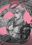  bad_id bad_pixiv_id caesar_anthonio_zeppeli cyborg facial_mark head_wings highres jojo_no_kimyou_na_bouken male_focus mechanical_arm mechanical_wings memu_(do_mem) prosthesis prosthetic_arm solo wings 