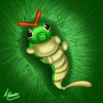  arthropod caterpie caterpillar cute grass insect lying nintendo on_back outside pok&#233;mon pok&eacute;mon solo video_games viprette 