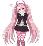  bad_id bad_twitter_id blush bow danganronpa fake_horns hair_bow hairband heart jacket long_hair mery_(apfl0515) open_clothes open_jacket pink_eyes pink_hair simple_background smile solo striped striped_legwear thighhighs twintails utsugi_kotoko very_long_hair white_background zettai_ryouiki zettai_zetsubou_shoujo 
