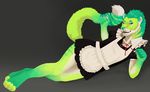  bow cat crossdressing feline fur green_eyes hair invalid_color invalid_tag looking_at_viewer maid maid_uniform male mammal minibabylizard neon plain_background smile solo tiger 