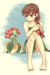  1girl bangs bellossom female full_body naruto o96ap pokemon sitting solo tenten 