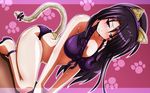  animal_ears bikini black_hair blush catgirl esperanza_(wp) long_hair mahou_shoujo_lyrical_nanoha precia_testarossa swimsuit tail 