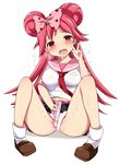  bad_id bad_pixiv_id blush bow clothed_masturbation crotch_rub deyuyama double_bun hair_bow heart heart-shaped_pupils highres jewelpet_(series) lady_jewelpet long_hair looking_at_viewer masturbation masturbation_through_clothing momona open_mouth panties polka_dot polka_dot_bow saliva skirt solo symbol-shaped_pupils underwear white_panties 