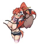  assisted_exposure blush boota breasts hair_ornament highres large_breasts navel nipples ogimaruku ponytail red_hair scarf shorts simple_background skull_hair_ornament tengen_toppa_gurren_lagann thighhighs topless white_background yellow_eyes yoko_littner 