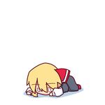  blank_eyes blonde_hair chibi kakinoki_mikan_(kari) lying red_ribbon ribbon rumia solo touhou 