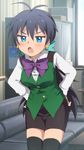  :o black_hair blue_eyes cosplay earrings fang ganaha_hibiki hiiringu idolmaster idolmaster_(classic) jewelry long_hair open_mouth otonashi_kotori otonashi_kotori_(cosplay) ponytail ribbon solo v-shaped_eyebrows 