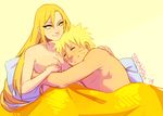  1boy bed blonde_hair cuddle cuddling female long_hair naruto nude starchii uzumaki_naruto yamanaka_ino 