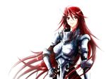  armor blush fire_emblem fire_emblem:_kakusei gauntlets gloves head_wings long_hair red_eyes red_hair simple_background smile solo tiamo very_long_hair viceman white_background 