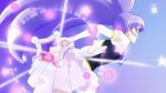  animated animated_gif boots cure_fortune happinesscharge_precure! instrument lowres official_art ponytail precure purple_eyes purple_hair screencap solo sparkle tambourine thigh_boots thighhighs 