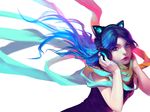  animal_ears aqua_hair axent_wear cat_ear_headphones cat_ears headphones long_hair original scarf solo wenqing_yan 