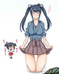  alternate_costume alternate_hairstyle black_hair blood blush breasts cleavage closed_eyes commentary_request cosplay fusou_(kantai_collection) hair_ornament kantai_collection kuon_(nokokopopo) large_breasts long_hair multiple_girls muneate_removed nosebleed o_o shaded_face short_hair smile translated twintails yamashiro_(kantai_collection) zuikaku_(kantai_collection) zuikaku_(kantai_collection)_(cosplay) 