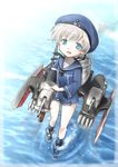  blonde_hair blue_eyes cannon clothes_writing dress from_above gun hat kantai_collection looking_up ocean open_mouth red-50869 sailor_collar sailor_dress sailor_hat short_hair solo torpedo turret water weapon z1_leberecht_maass_(kantai_collection) 